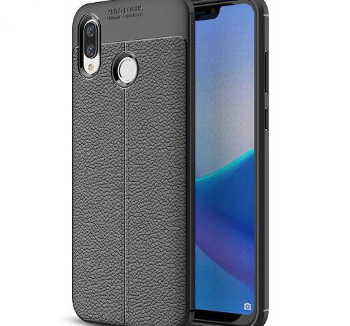 Луксозен силиконов калъф / гръб / TPU за Huawei Honor Play - черен / имитиращ кожа