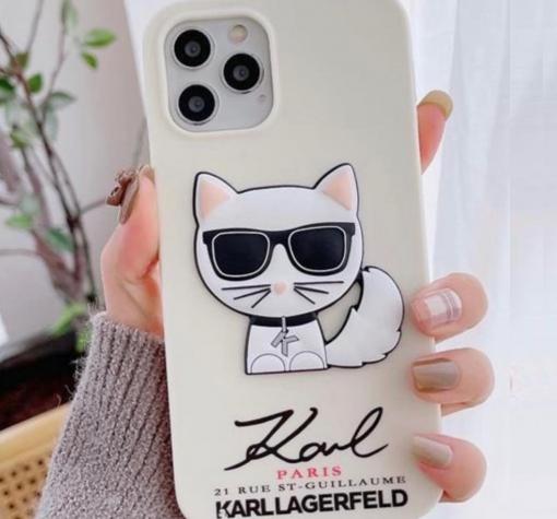 Луксозен гръб Karl Lagerfeld за Apple iPhone 12 / 12 Pro 6.1'' - Karl Paris / млечен цвят със златиста рамка