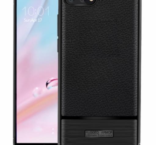 Луксозен силиконов калъф / гръб / TPU за Huawei Y6 2018 - черен / имитиращ кожа / Rugged Armor