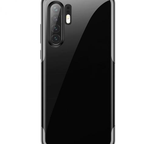 Луксозен силиконов калъф / гръб / TPU за Samsung Note 10 N970 - прозрачен / черен кант