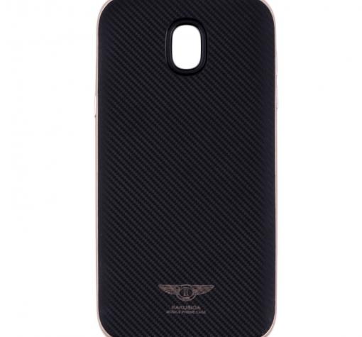 Силиконов гръб TPU Hybrid с твърда част за Samsung J5 2017 J530 - черен / златист кант / Carbon