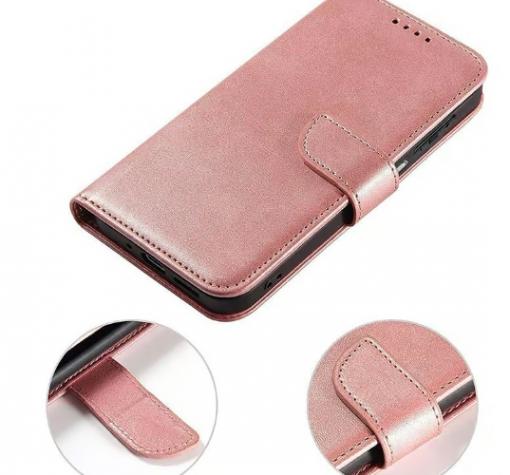 Луксозен кожен калъф Magnet Book със стойка за Samsung S25 Edge - Rose Gold