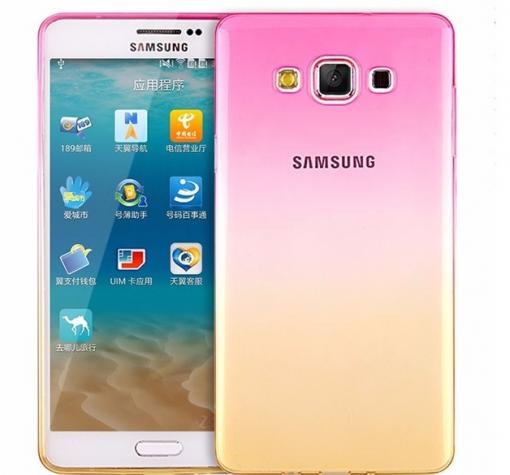Силиконов калъф / гръб / TPU за Samsung J3 2016 J320 - розово и жълто / преливащ
