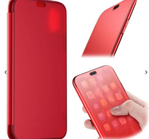 Луксозен силиконов калъф Baseus Touchable Flip Case за Apple iPhone XS MAX - червен