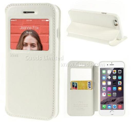 Кожен калъф Flip тефтер Roar Noble Leather View Flexi със стойка за Apple iPhone 6 4.7'' - бял