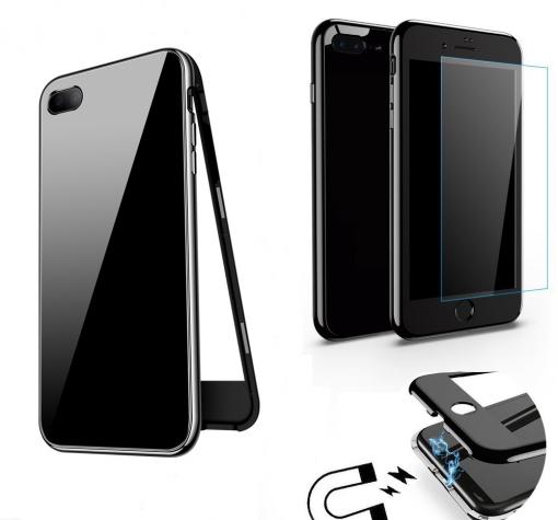 Магнитен калъф Bumper Case 360° FULL със стъклен протектор за Apple iPhone 6 / iPhone 6S - черен