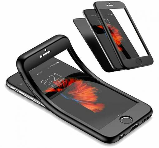Луксозен силиконов калъф / гръб / TPU 360° за Apple iPhone XR - черен / лице и гръб