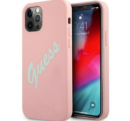 Оригинален кейс Guess Silicone Vintage за Apple iPhone 12 /12 Pro 6.1'' - Guess / розов
