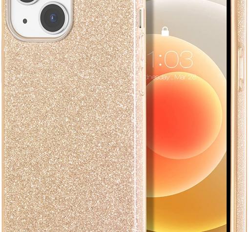 Силиконов калъф / гръб / TPU case за Apple iPhone 13 6.1" - златист кейс / брокат