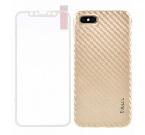 Луксозен твърд гръб COBLUE 360° FULL 2in1 за Apple iPhone 7 / iPhone 8 - златист / carbon