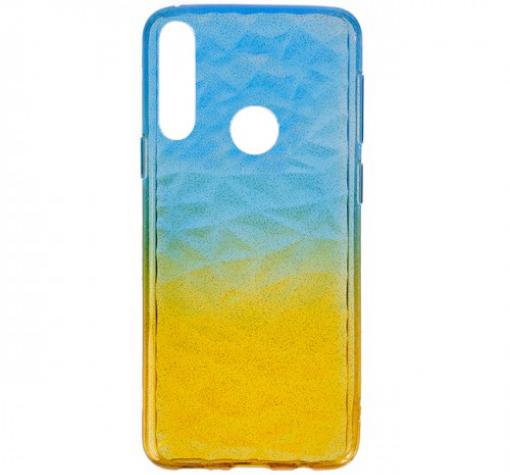 Луксозен силиконов калъф / гръб / TPU за Huawei P20 Lite - призма / синьо и жълто / брокат