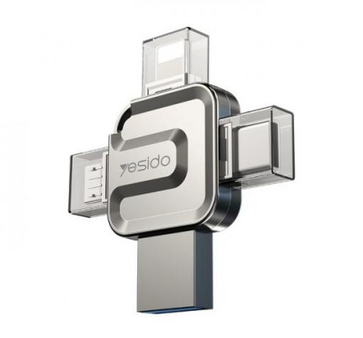OTG USB + Type-C + Micro + Lightning Yesido FL15 4 in1 Flash памет 16GB USB 3.0 - YESIDO
