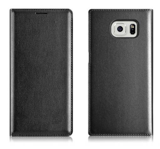 Кожен калъф Flip Cover тефтер за Samsung S6 G920 - черен