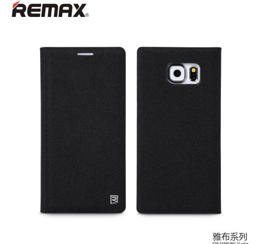 Луксозен кожен калъф Flip тефтер Remax JACOB за Samsung S6 Edge G925 - черен / със самозалепващ гръб