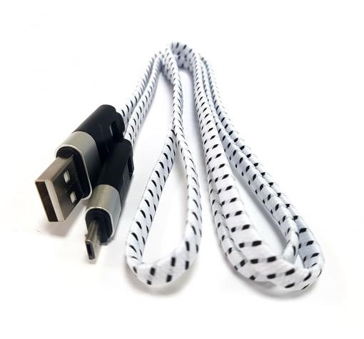 Универсален Type C USB кабел за зареждане и пренос на данни - бял / плетен