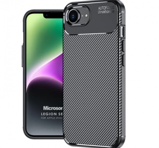 Луксозен силиконов калъф / кейс / TPU Auto Focus за Apple iPhone 16e - черен / Carbon
