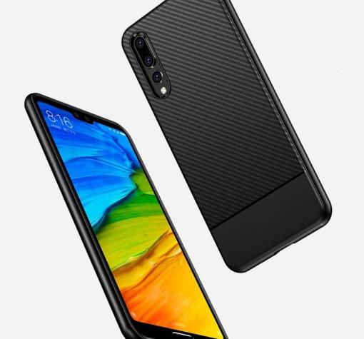 Силиконов калъф / гръб / TPU за Huawei P20 - carbon / черен