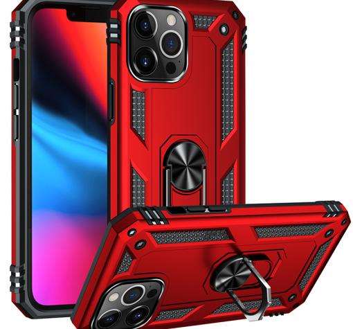 Силиконов кейс TPU Hybrid Magnetic Finger Ring Car Holder за Apple iPhone 13 Pro 6.1" - червен