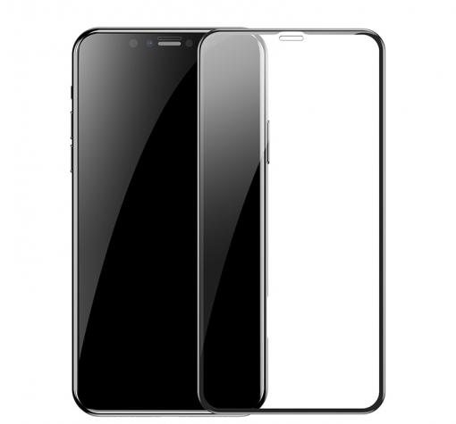 3D full cover Tempered Glass Screen Protector Baseus Rigid-Edge за Apple iPhone XR / Извит стъклен скрийн протектор Baseus Rigid-Edge за Apple iPhone XR - черен