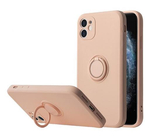 Силиконов твърд гръб TPU кейс / Case Magnetic Finger Ring Car Holder / за Apple iPhone 14 (6.1) - светло розов