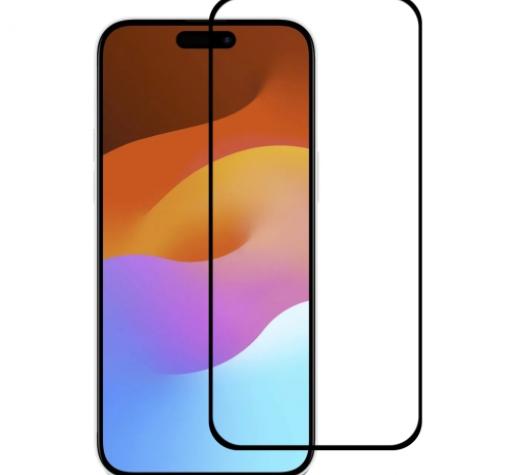 5D full cover Tempered glass Full Glue screen protector iPhone 15 Pro (6.1) / Извит стъклен скрийн протектор с лепило от вътрешната страна за iPhone 15 Pro (6.1) - черен кант