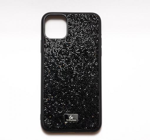 Луксозен твърд гръб с камъни за Apple iPhone 12 /12 Pro 6.1'' - черен