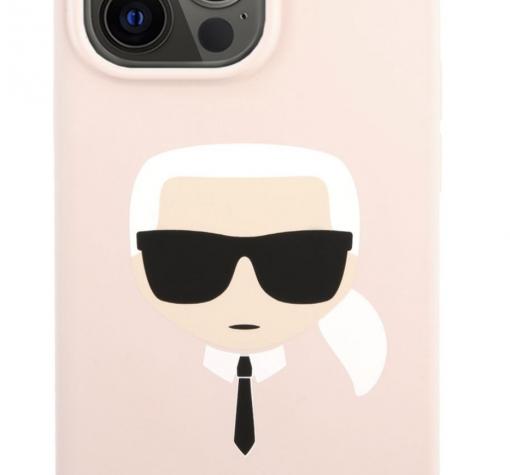 Оригинален силиконов гръб Karl Lagerfeld за Apple iPhone 13 6.1" - розов / Karl Head