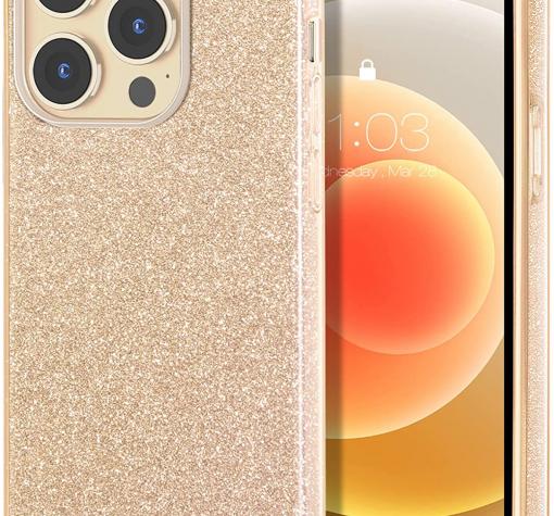 Силиконов калъф / гръб / TPU case за Apple iPhone 13 Pro 6.1" - златист кейс / брокат