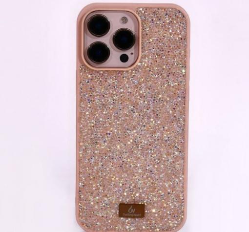 Луксозен твърд гръб Swarovski за Apple iPhone 16 Pro (6.3) - бежов / камъни