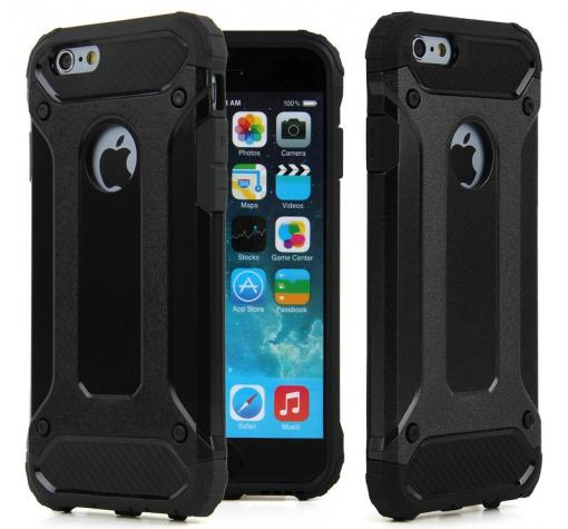 Силиконов гръб TPU Spigen Hybrid с твърда част за Apple iPhone 6 / iPhone 6S - черен