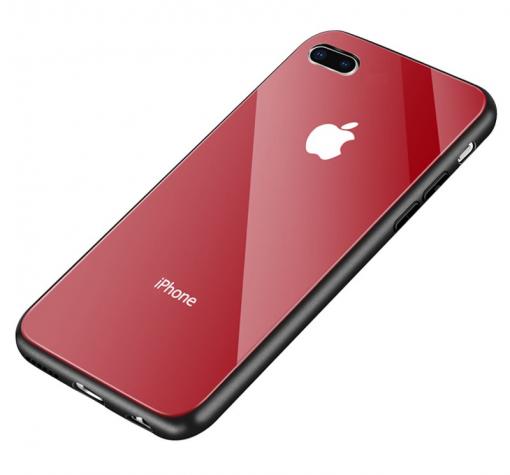 Луксозен стъклен твърд гръб за Apple iPhone 6 / iPhone 6S - тъмно червен