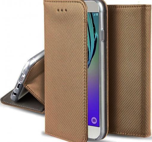 Кожен калъф Magnet Case със стойка за Samsung J6 2018 - златист