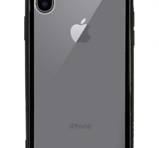 Луксозен стъклен твърд гръб за Apple iPhone X - прозрачен / черен кант