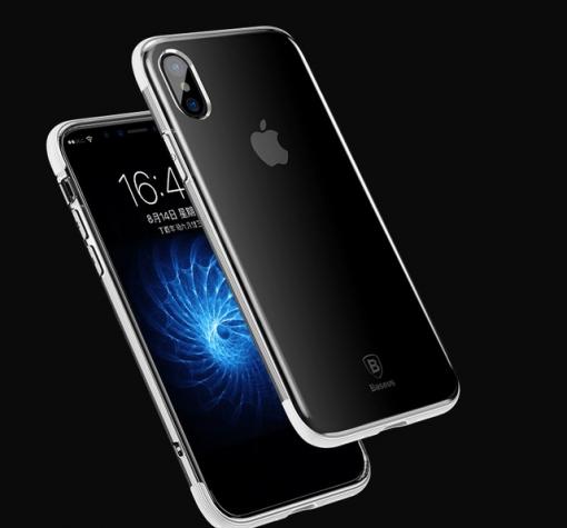 Луксозен силиконов калъф / гръб / TPU Baseus Armor Case за Apple iPhone X - прозрачен / бял кант