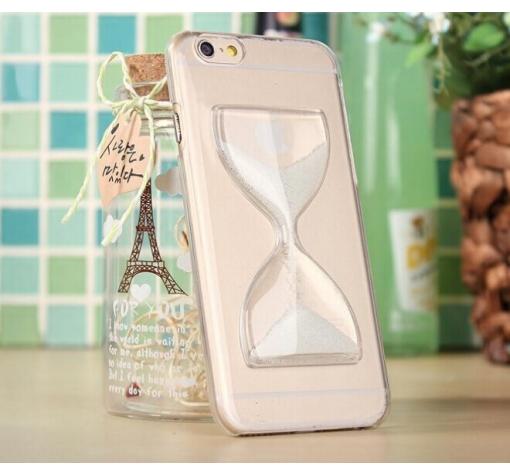 Твърд гръб / капак / за Apple iPhone 6 4,7"- прозрачен / пясъчен часовник бял