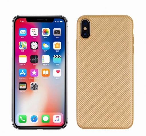 Силиконов калъф / гръб / TPU за Apple iPhone XS - златист / Carbon