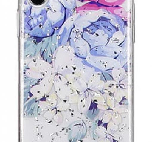 Луксозен силиконов калъф / гръб / TPU за Apple iPhone XR - Далия / блестящи частици