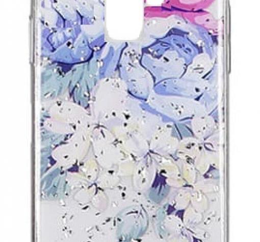 Луксозен силиконов калъф / гръб / TPU за Samsung J6 Plus 2018 - Далия / блестящи частици