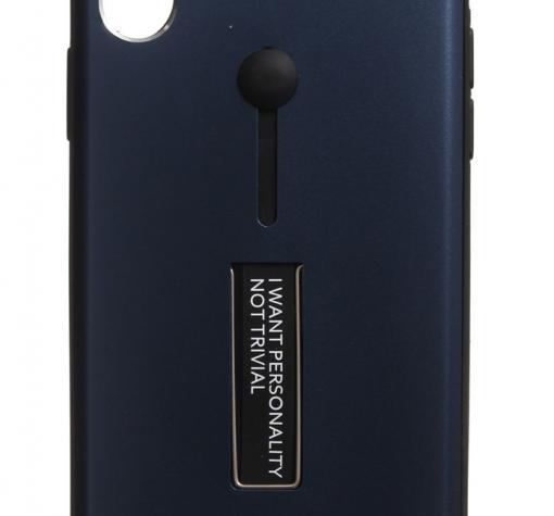 Луксозен гръб Vennus Hybrid Armor със стойка за Apple iPhone X - тъмно син