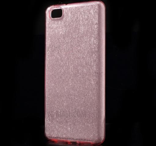 Луксозен силиконов калъф / гръб / TPU за Huawei P8 Lite - Rose Gold / брокат