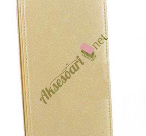 Кожен калъф Flip тефтер Flexi със силиконов гръб за Samsung J5 2016 J510 - златист