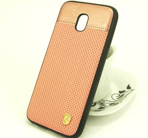 Луксозен кожен твърд гръб AIRBIRD със силиконов кант за Samsung J7 2017 J730 - Rose Gold / Grid