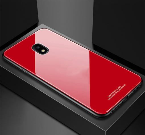 Луксозен стъклен твърд гръб за Samsung J3 2017 J330 - червен