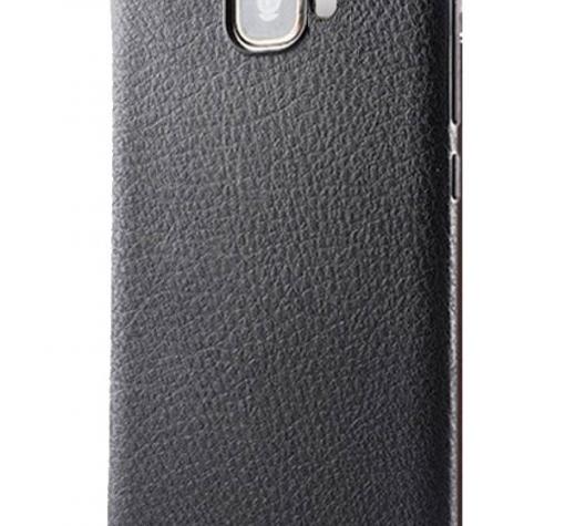 Луксозен силиконов калъф / гръб / TPU за Samsung J4 2018 - черен / имитиращ кожа