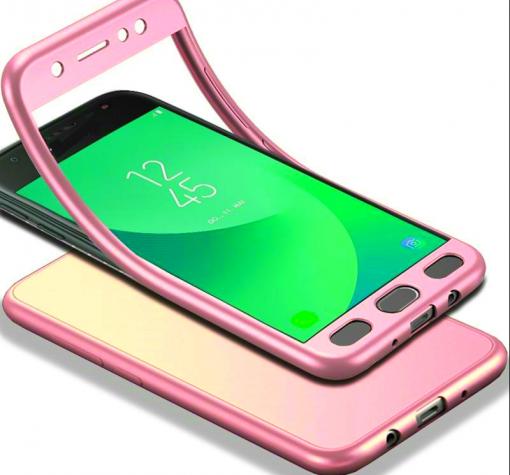 Луксозен силиконов калъф / гръб / TPU 360° за Samsung A7 2018 A750F - розов / лице и гръб