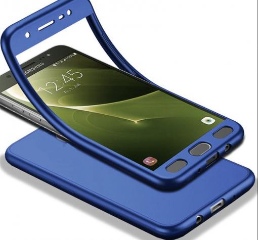 Луксозен силиконов калъф / гръб / TPU 360° за Samsung J4 Plus 2018 - син / лице и гръб
