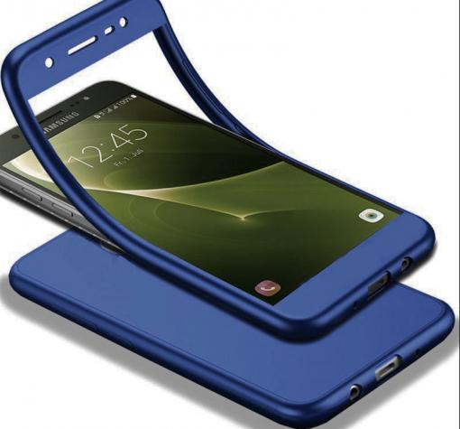 Луксозен силиконов калъф / гръб / TPU 360° за Samsung A7 2018 A750F - син / лице и гръб