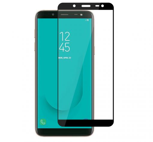 3D full cover Tempered glass Full Glue screen protector Samsung J6 2018 / Извит стъклен скрийн протектор с лепило от вътрешната страна за Samsung J6 2018 - черен