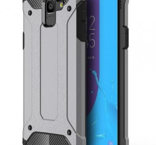 Силиконов гръб TPU Spigen Hybrid с твърда част за Samsung J6 2018 - сив