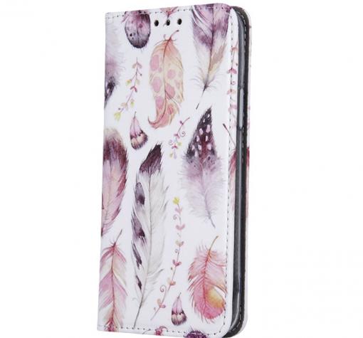 Кожен калъф Flip тефтер със стойка Trendy Book за Huawei Y6p - Boho / Feathers